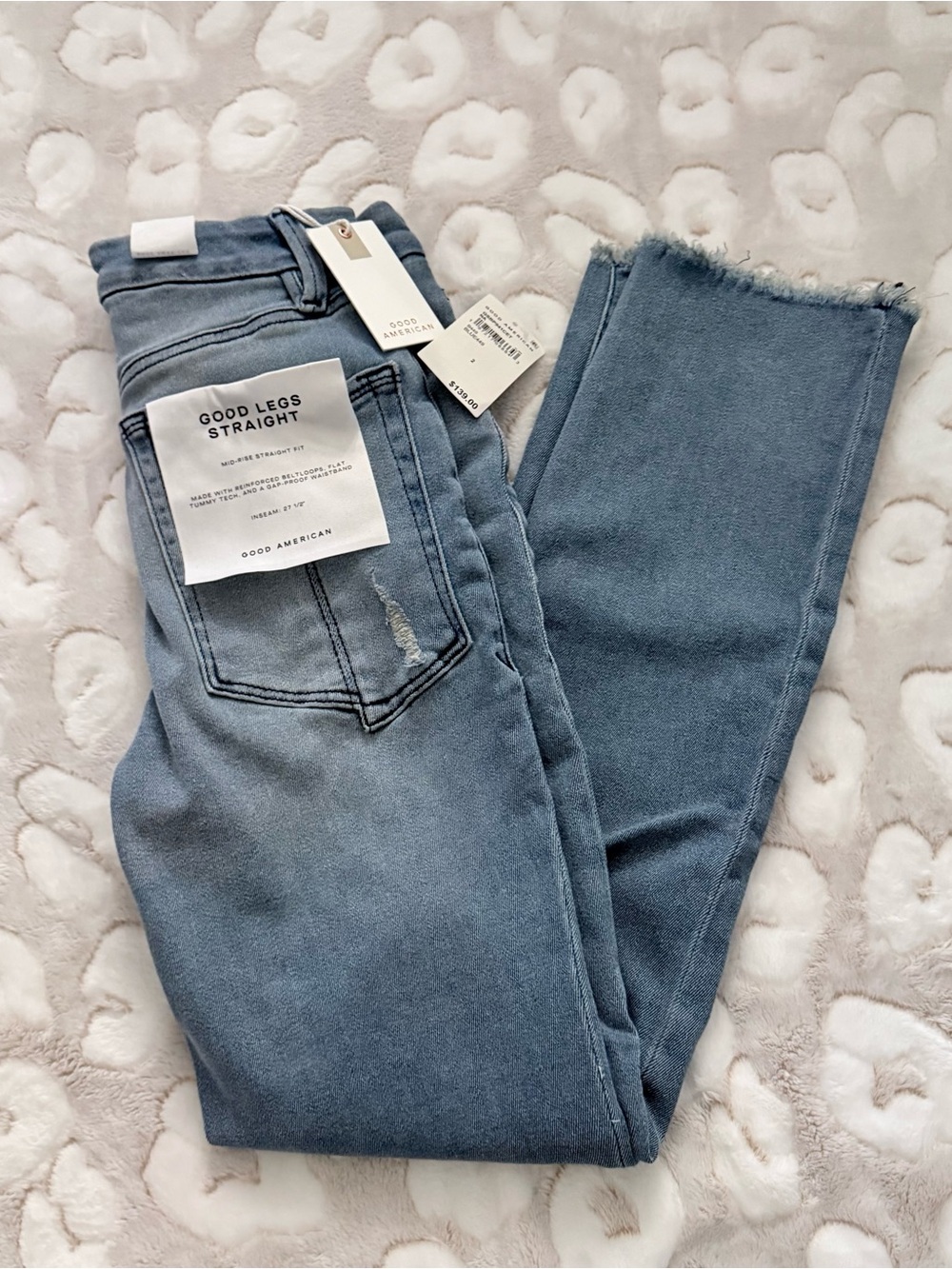 Good American Good Legs Straight Jeans in Light Blue 2/26  C17